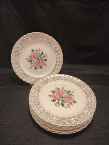 Vintage 1920-40er Sebring Pottery Co. "China Bouquet" 22k Gold - 7 Speiseteller (1) - Bild 1 von 8