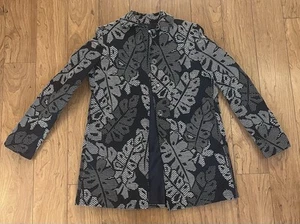 NWOT J. Mclaughlin Women's Hester Raffia Palm Leaf Jacket Navy Blue White Collar - Picture 1 of 8