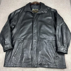 Schilf Lederjacke Herren XL schwarz Kiesel gefüttert Stehkragen Oldtimer Car Coat - Bild 1 von 20