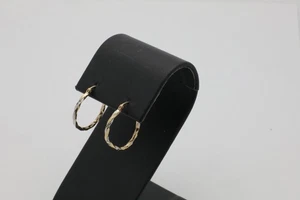 Vintage 1990’s Two-Toned 10K Yellow & White Gold Twisted Hoop Earrings - .625” - Picture 1 of 3