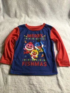 Pinkfong Toddler 3T Sleepwear Long Sleeve Shirt Daddy Shark Christmas Fish Fun  - Picture 1 of 8