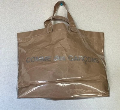 Comme des Garcons Paper Bag PVC Tote Logo Beige Made in Japan Men's Bag - Image 1 of 4