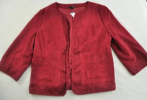 women's East 5TH size large wine open front long sleeve polyester msrp $44 - Picture 1 of 5