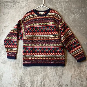 Vintage Banana Republic Sz L Wool Lambswool Alpaca Blend Knit Sweater Floral - Picture 1 of 5
