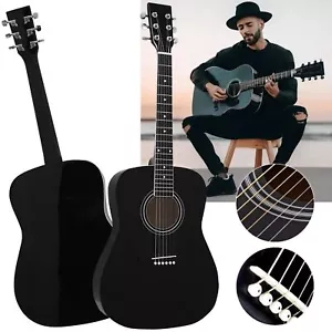 Acoustic Guitar Full Size Premium Beginners Set with Bag Strap Strings Picks - Picture 1 of 6