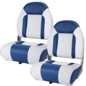 NORTHCAPTAIN Deluxe White/Pacific Blue High Back Folding Boat Seat, 2 Seats - Bild 1 von 7