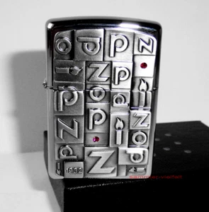ZIPPO Feuerzeug ZIPPO LETTERS 3D m. Emblem Brushed Chrome Buchstaben NEU OVP - Picture 1 of 4