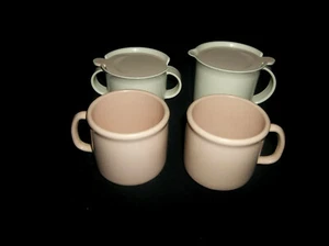 Tupperware Weiß/Elfenbein Rose Tischplatte Sahne & Zucker Set und 2 Geschirr Becher - Bild 1 von 12