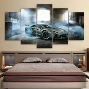 Auto Sportiva Smoking Lamborghini Racing Corniciata 5 Pezzi Tela Arte Murale Wa - Foto 1 di 4