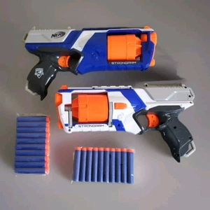 Lote De 2 Pistolas NERF N-STRIKE STRONGARM Blancas Y Azules + 20 Dardos Nuevos - Imagen 1 de 7