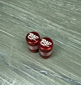 Rad BMX Bike Schrader Valve Caps Aluminum BMX Hell Track Rad Movie Red - Picture 1 of 2