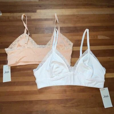 Jenni on Repeat Wide Lace Bralette, set of 2  tan/white XL  - Image 1 of 4