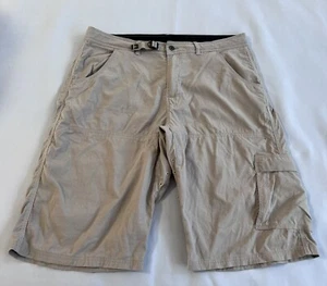 prAna Breathe pantaloncino uomo nylon cargo escursionismo taglia XL marrone con cintura regolabile - Foto 1 di 10