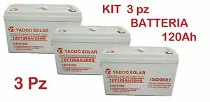 KIT 3 BATTERIA 120AH 12V AGM FOTOVOLTAICO PANNELLI ENERGIA SOLARE NAUTICA CAMPER - Foto 1 di 2