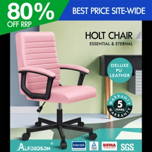 ALFORDSON Office Chair Executive Computer Seat Work Gaming Mid Back Pink - Picture 1 of 11