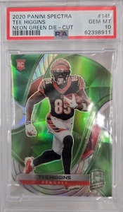 2020 PANINI Spectra Tee Higgins RC Neon Green Die Cut #145 26/30 PSA 10 POP1 - Imagen 1 de 2