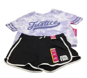 Justice Girls 2 Piece Top Bottom Shorts Active Athletic Outfit Set Size Large - Picture 1 of 6