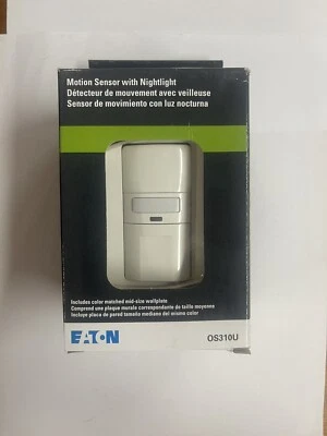 Eaton White Occupancy Sensor Switch 1/3Way LED/CFL/INC/HAL/FLR/MLV/ELV OS310U-W - Image 1 of 3