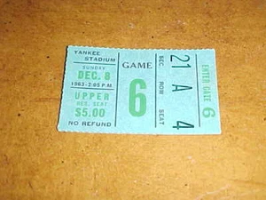 1963 New York Giants v Washington Redskins Football Ticket 12/8 Yankee Stadium - Picture 1 of 1