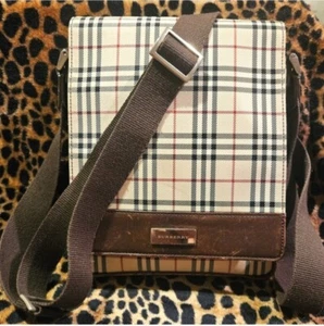 BURBERRY EUC Brown House Check Canvas With Leather Crossbody Bag - Picture 1 of 11