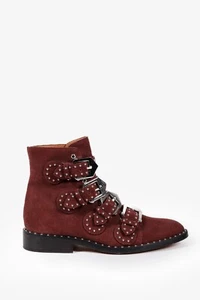 Givenchy Elegant Burgundy Suede Studded Boots, Size 35 - Picture 1 of 9