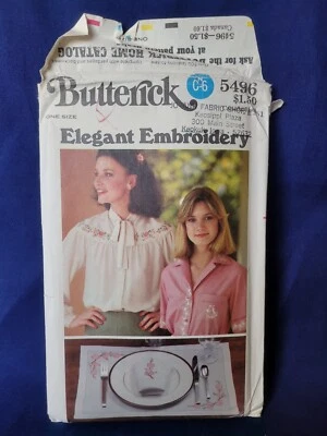 Vintage Butterick Pattern #5496 Elegant Embroidery Floral Monogram UNCUT - Image 1 of 2