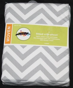Sábana de cama para cuna Circo Gris Blanco Chevron algodón niño pequeño nueva #1676 - Imagen 1 de 6