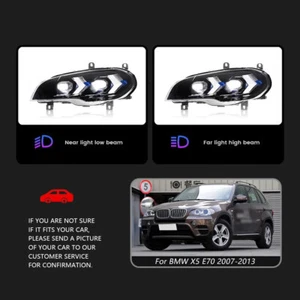 For BMW X5 E70 2007-2013 Pair LED Headlamps HID Projector DRL Replace Headlight - Picture 1 of 22