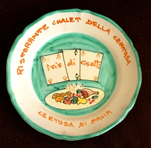 BUON RICORDO PLATE SOLIMENE VIETRI ITALIAN CERAMIC CERTOSA TRIS DI RISOTTI 1969 - Picture 1 of 2