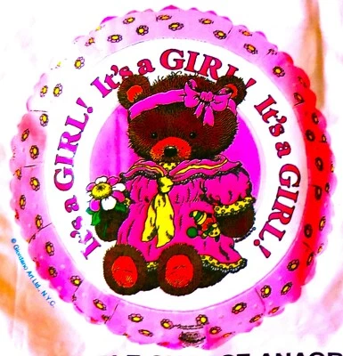 "It's A Girl!" Pink Teddy Bear Balloon Large Mylar Foil Helium Party - Image 1 of 2