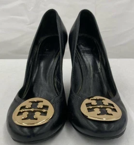 Tory Burch Sally Wedges High Heel Closed Toe Gold Emblem Size 6 – MSRP $298 - Picture 1 of 6