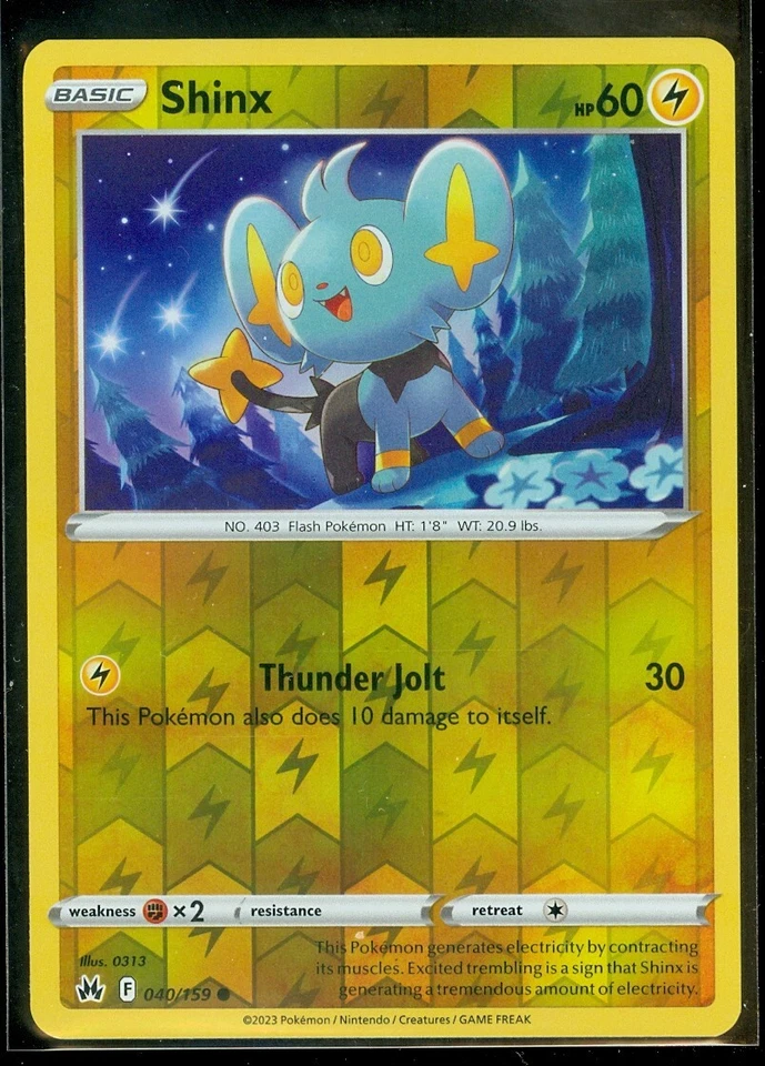 Pokemon SHINX 040/159 - Crown Zenith - Rev Holo - - MINT - Image 1 of 1