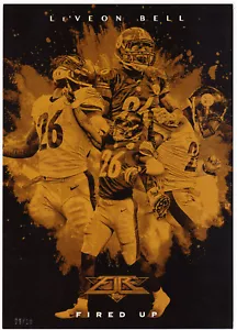 Le'Veon Bell Steelers 2015 Topps Fire 5 x 7 Wall Art Fired Up Gold FIU-LB 06/10 - Picture 1 of 2