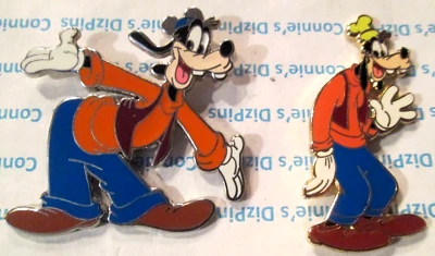 DISNEY GOOFY MICKEY SILVER EARS HAT and GOOFY GREEN HAT - 2 PIN SET DLR/WDW Pins - Image 1 of 2