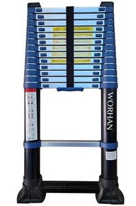 WORHAN Escalera Telescopica Pro ESTABILIZADOR RETRÁCTIL Función Aluminio EN131 - Imagen 1 de 19