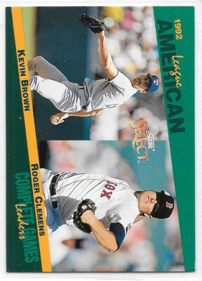 1993 Select League Leaders #62 ROGER CLEMENS & KEVIN BROWN - NM/Mint - Image 1 of 2