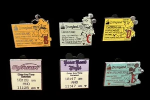 Set 6 RARE Disney Pins Disneyland FastPass Soarin' Peter Pan B C D E Ticket | E7 - Picture 1 of 6