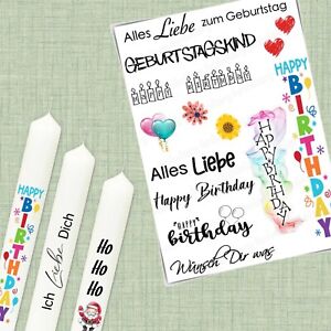 Geburtstag Kerzen Tattoo Sticker Wasserschiebefolie Geschenk DIY Alles Liebe neu