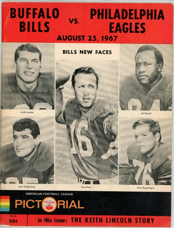 August 25, 1967 BUFFALO BILLS vs PHILADELPHIA EAGLES AFL Official Program - Image 1 of 1