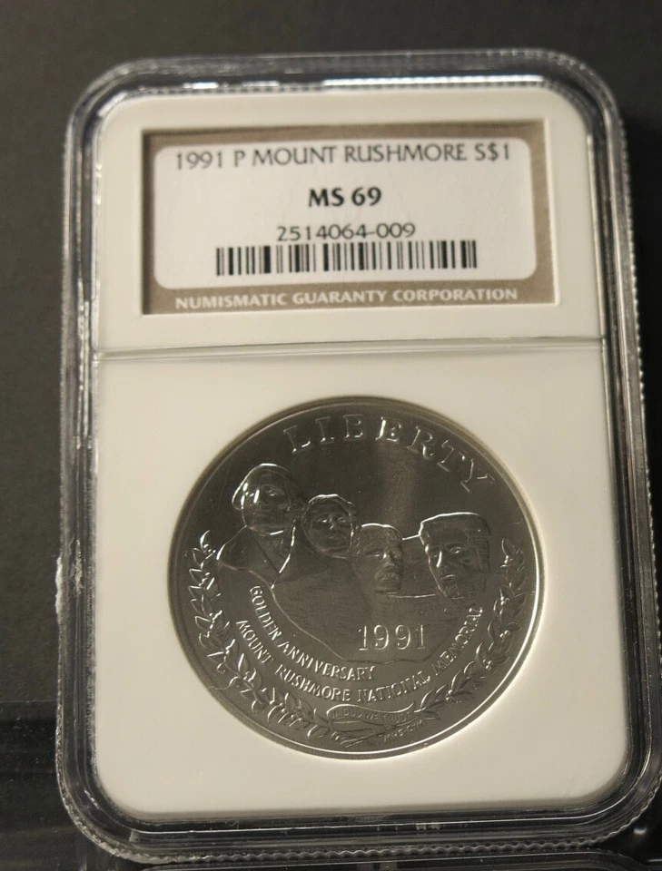 1991 P MOUNT RUSHMORE  Commemorative Silver Dollar NGC MS 69 - Image 1 of 1