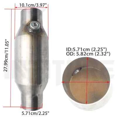 2.25" INCH UNIVERSAL SPORTS CAT CATALYTIC CONVERTER HIGH FLOW 400 CELL STAINLESS - Image 1 of 4