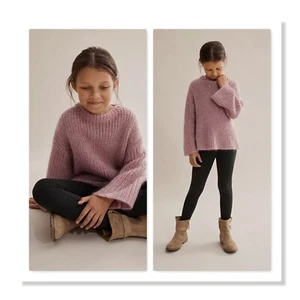 Country Road Girls Dust Pink Metallic Fluffy Knit Kid Mohair Blend Jumper Size 6 - Picture 1 of 9