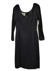 Mr Blackwell Vintage Knee Length V Neck Dress Black Size 6 - Picture 1 of 10