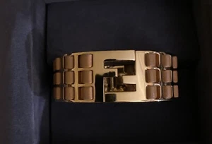Original Fendi Armreif Bangle Leder Messing - Bild 1 von 4