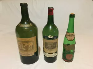 3 Empty Vintage Wine Bottles, Ducru Beaucaillou, Rothschild, Schwarze Katz - Picture 1 of 6
