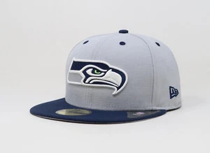 New Era 59Fifty Men Women Hat Seattle Seahawks 2Tone Gray Navy Blue Fitted Cap - Picture 1 of 5