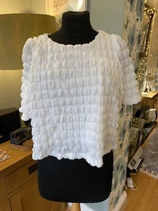 *VERO MODA AWARE* waist-length top in a white waffle fabric, lined, size XS - 8 - Picture 1 of 5