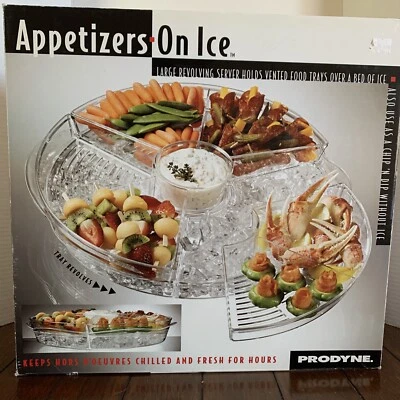 Prodyne AB-5 Crystal Clear Acrylic Appetizers On Ice Revolving Tray 16-1/2x5 in. - Image 1 of 3