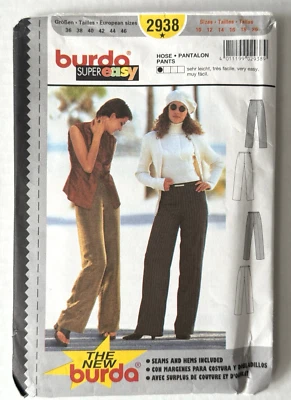 Burda Super Easy Sewing Pattern #2938 Pants Women's Size 10 to 20 Cut No Date - Image 1 of 4