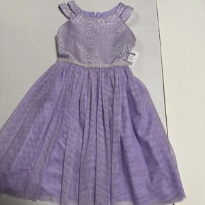 NEW Bonnie Jean Girls Size 14 LAVENDER Pearls Diamonds " Tulle Bow Dress - Picture 1 of 6